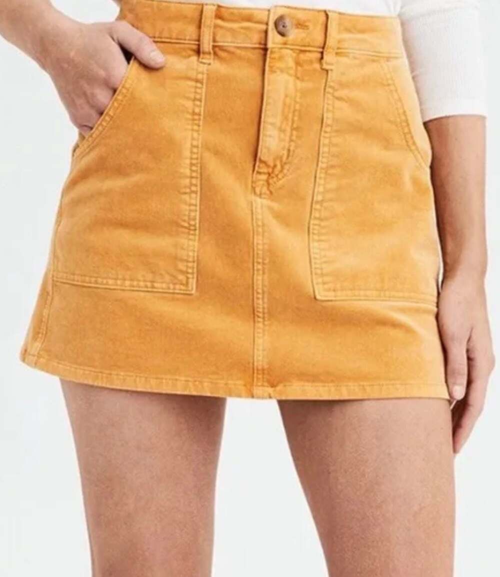 American Eagle Hi-Rise A-Line Corduroy Mini Skirt, Size 2